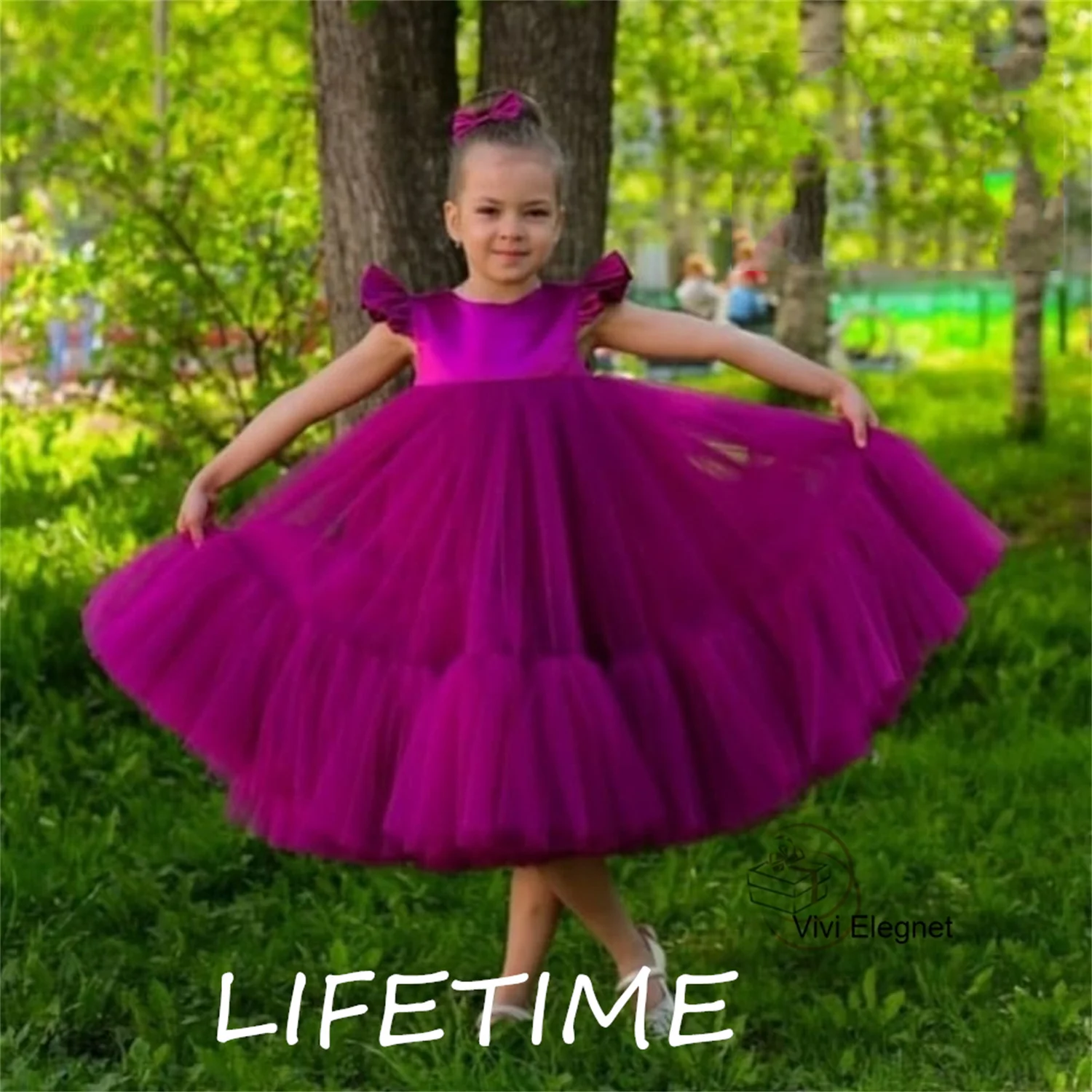 

Fashion Scoop Sleeveless Flower Girl Dresses Ankle Length Tulle for Kids 2023 Wedding Party Gowns Mew فساتين اطفال للعيد Summer