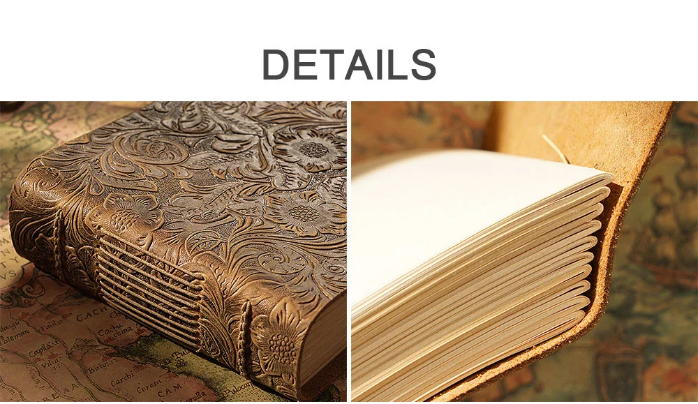 Hohe qualität vintage Handgemachte notebook Original Skizze organizer Retro Leder Notizblock umwelt papier Kreative Notebook – Detail 7