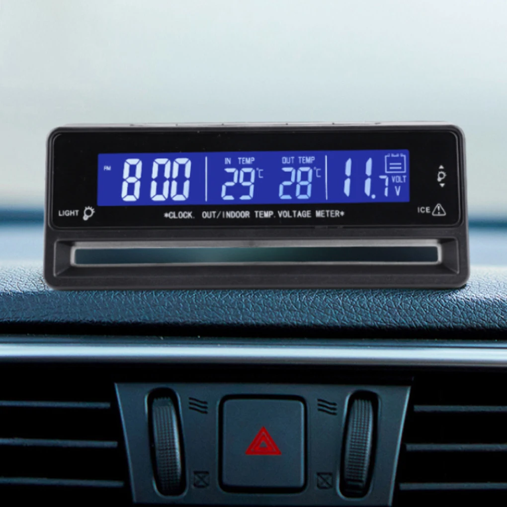 Horloge numérique de voiture avec affichage LCD, voltmètre, compteur de température et de