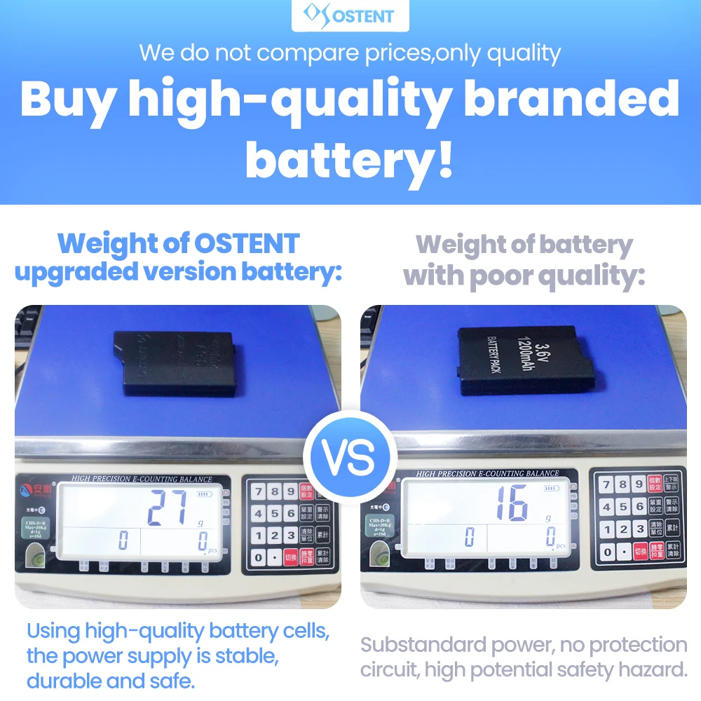 OSTENT 1200mAh 3.6V Real Capacity Replacment Lithium Battery for Sony PSP 2000/3000 PSP-S110 Console Rechargeable Battery