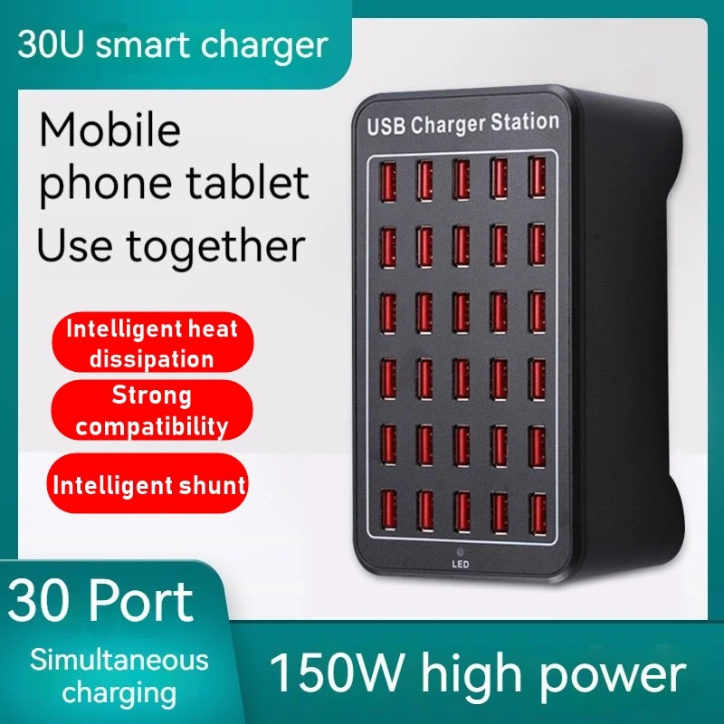 Cargador USB múltiple de 150W, estación de carga rápida con 30 puertos USB, cargador portátil para Iphone Samsung, Xiaomi, Ipad y Tablet|Cargadores de teléfono móvil| - AliExpress
