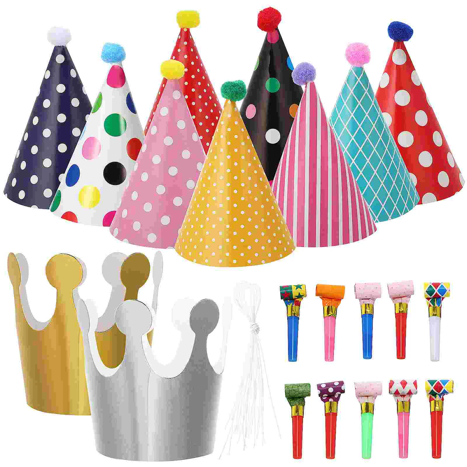 

Multiple styles Happy Birthday Party Hats Polka Dot DIY Cute Handmade Cap Crown Shower Baby Decoration Boy Girl Gifts Supplie