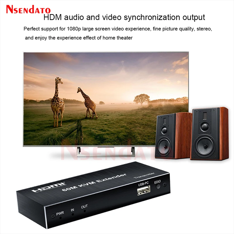 HDMI KVM Extender 60m Over Rj45 Cat5e/6 Ethernet With IR USB HDMI KVM Switch Loop out For Mouse Keyboard for PS3/4 Xbox PC TV