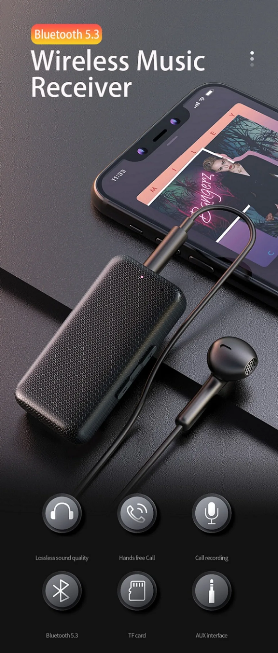 Fones de ouvido com fio, TV, alto-falante