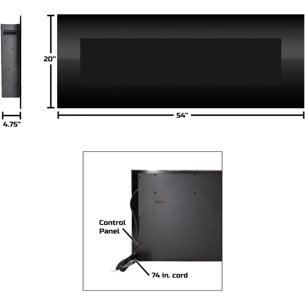 Electric Fireplace - 54 Inch No Heat Wall Mounted Fireplace With LED Flames Stove Remote Timer Stoves Decorative Freight free 2