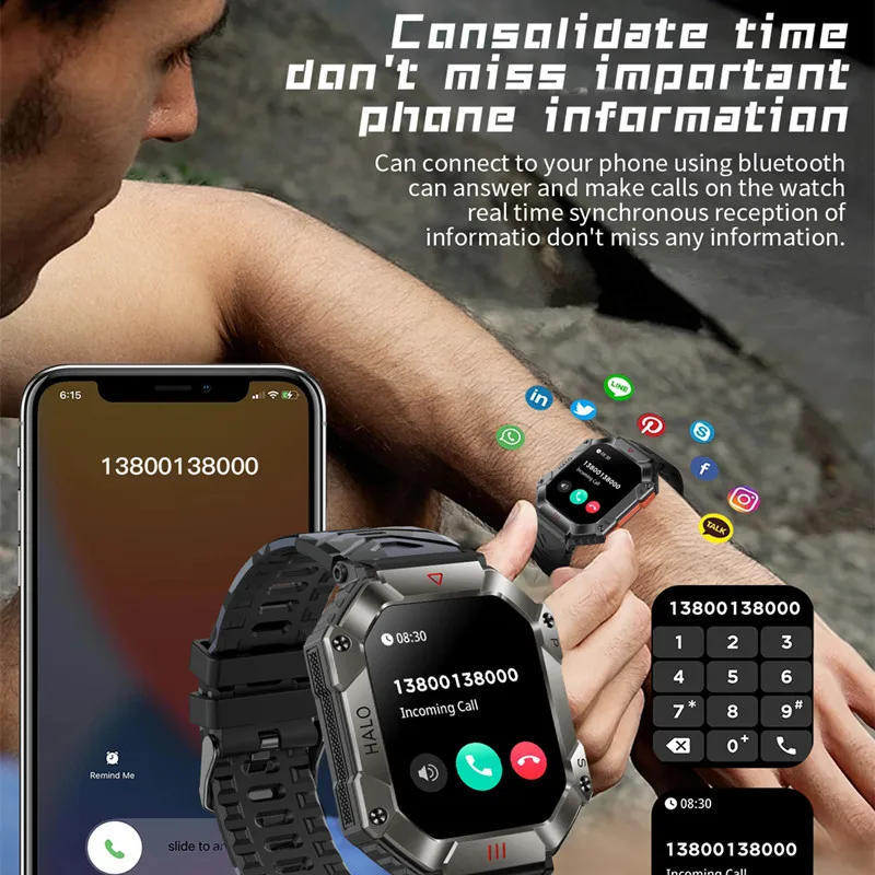 Reloj inteligente KR80 para hombre, Smartwatch deportivo de 2023 pulgadas  con Bluetooth, llamadas, frecuencia cardíaca, batería de 2,0 Mah, brújula,  para deportes al aire libre, novedad de 650 - AliExpress