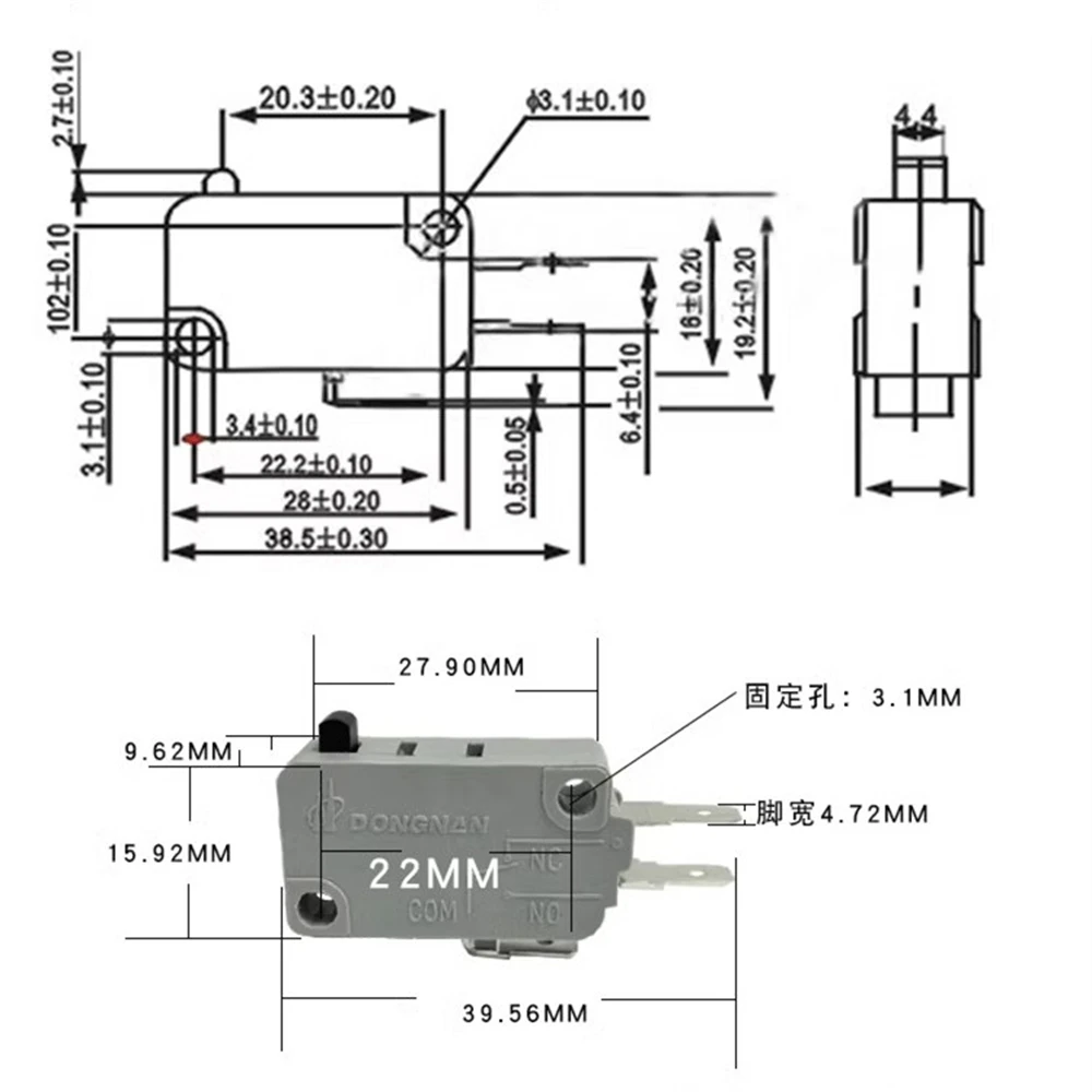 1PC Southeast micro switch KW3A small travel limit switch foot without silver contacts