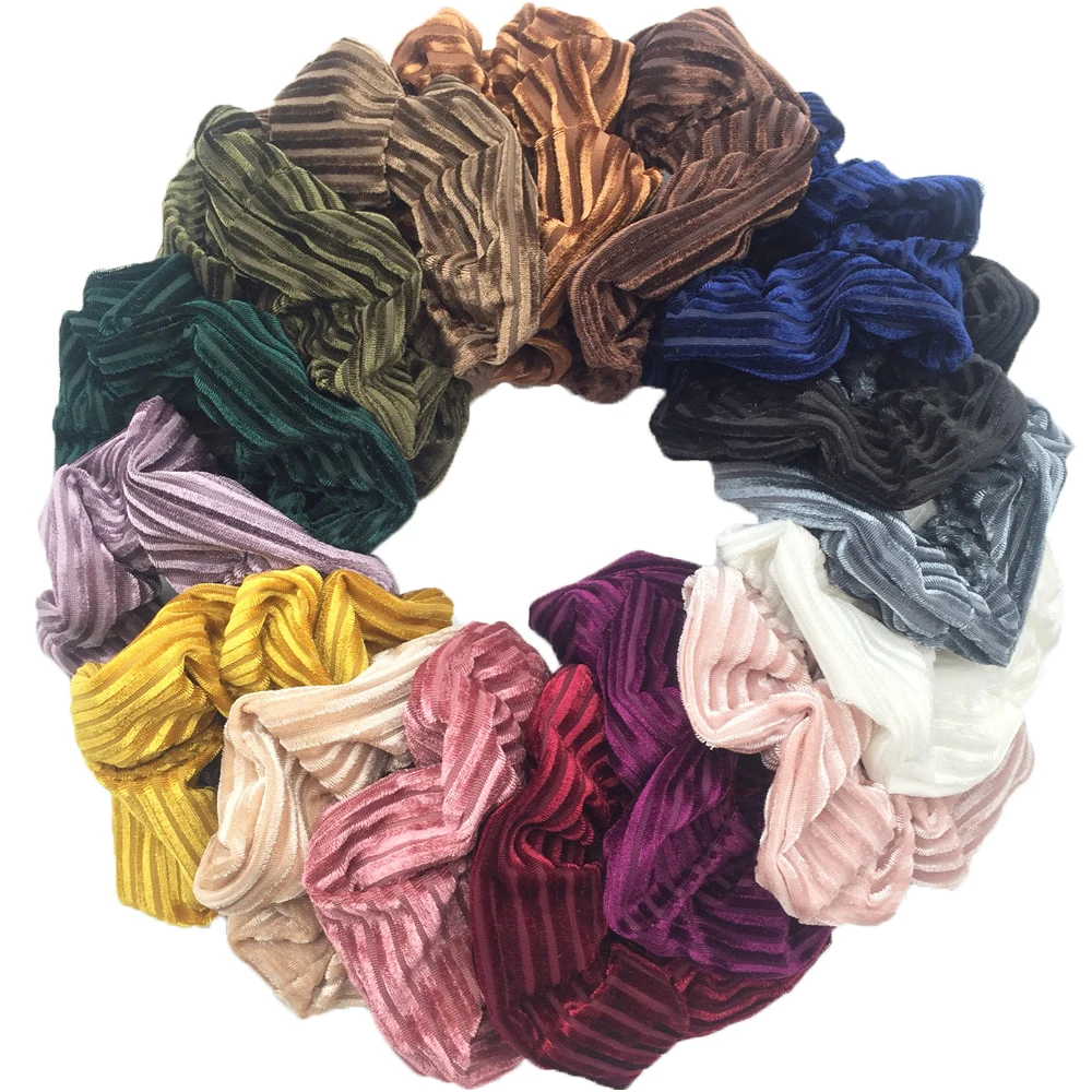 6/1 stücke Samt Scrunchies Elastische Gummi Haar Bands Frauen Mädchen Weiche Feste Stirnbänder Pferdeschwanz Halter Haar Seil Krawatte zubehör – Detail 3