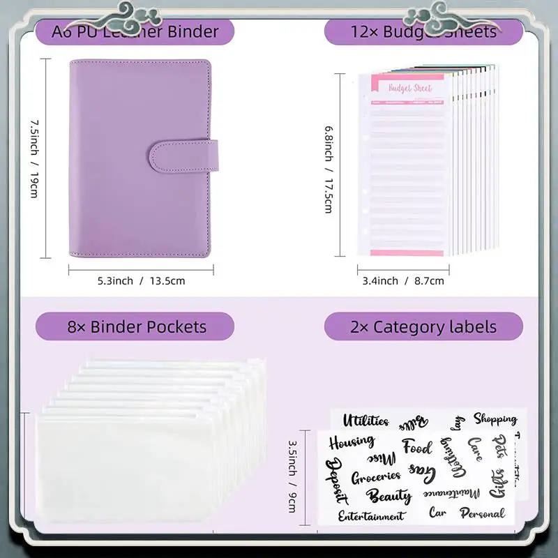 예산 관리용 ABIJ-2X 현금 봉투, A6 예산 바인더, 바인더 포켓, 비용 예산 시트, 돈 폴더 지갑 정리함