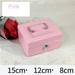 Portable Steel Security Safe Box for Keys, Cash, and Valuables (Pink Key)