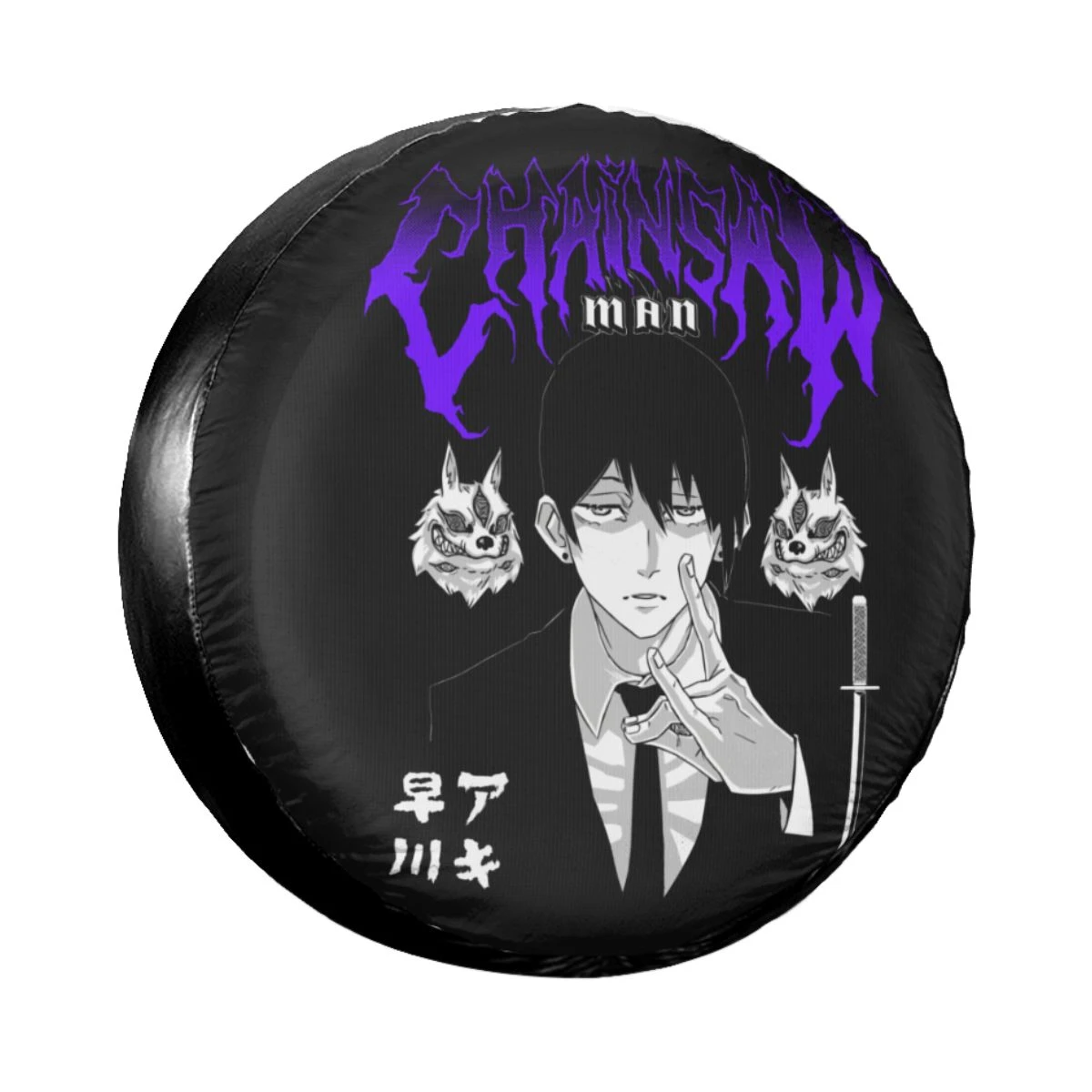 Chainsaw Man Spare Tire Cover Case Bag Pouch for Jeep Mitsubishi Anime Manga Aki Hayakawa Car Wheel Protectors Accessories Tire Cover