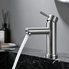

Sink Basin Faucet, Single Handle 304 Stainless Steel Basin Mixer Tap, Modern Bathroom Mixer Tap Design, Hot and Cold Adjustable