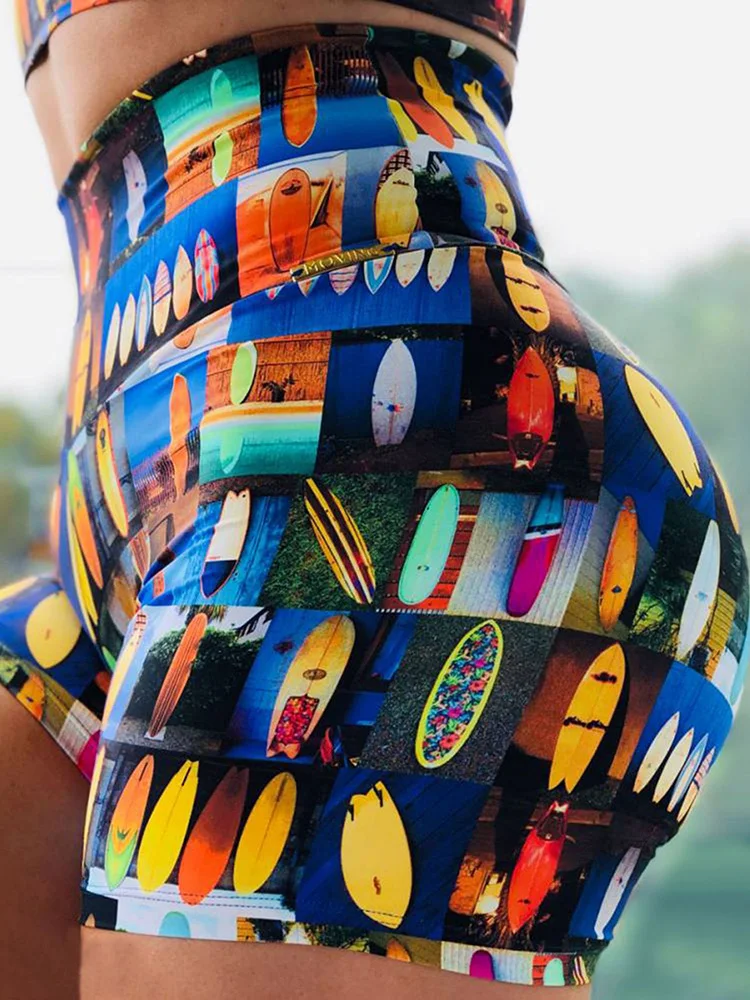 Digital Printing Knitted Sports New Shorts for Women Running Yoga Fitness Tight Quick Dry Training Outfits Gym Clothing