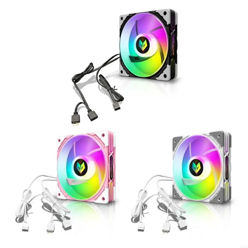 Computer PC Fan Adjustable ARGB Cooling Fan 120mm Control Computer Cooling ARGB for Case Fans 4Pin PWM 5V 3Pin AR
