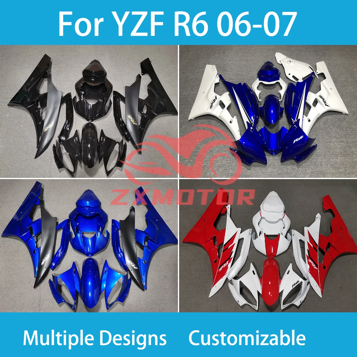 

YZF R 6 2006 2007 обтекатель двигателя для Yamaha YZF R6 06 07 полный корпус из пластика для мотоцикла комплект обтекателей для кузова