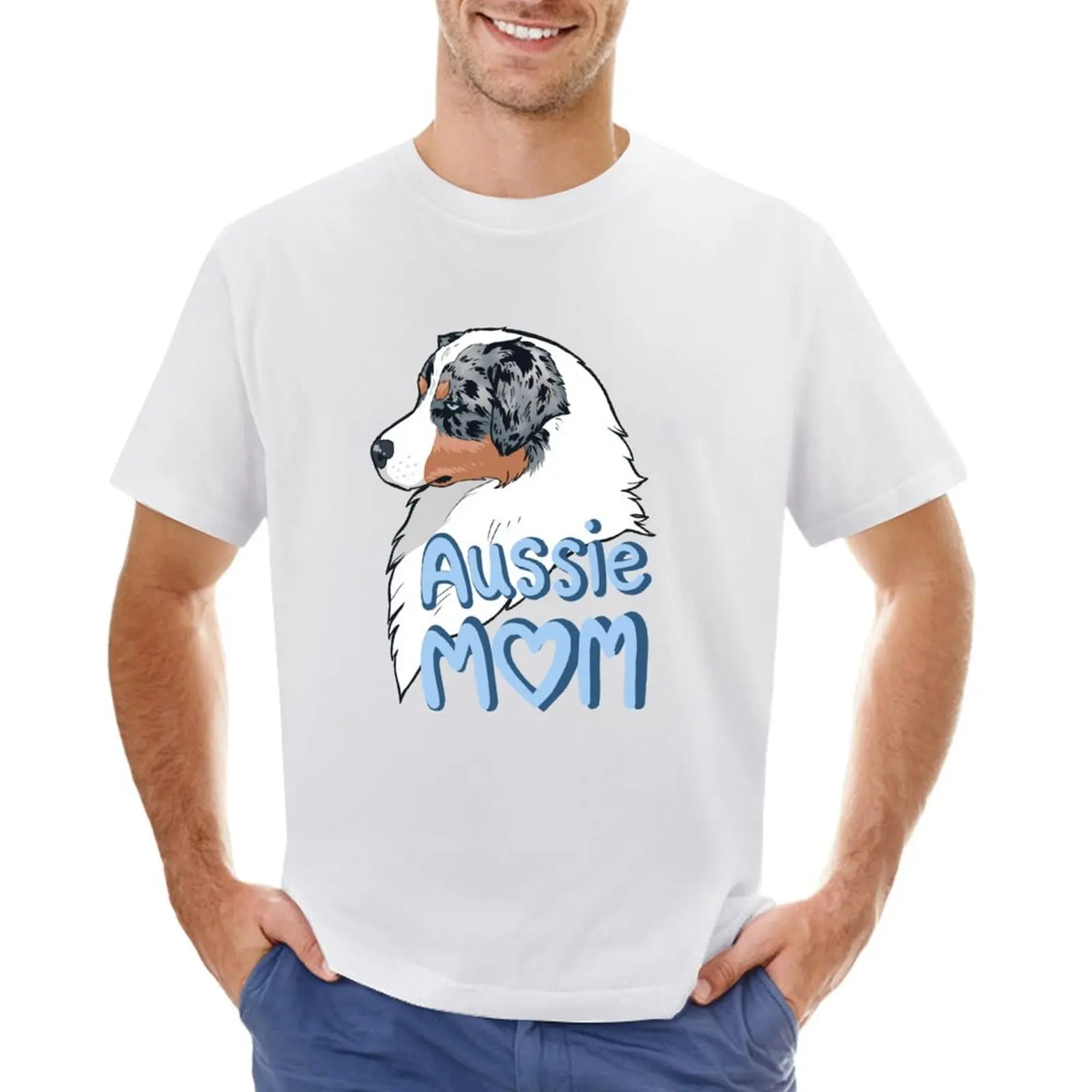 

Мужская футболка синего цвета Merle Aussie Mom