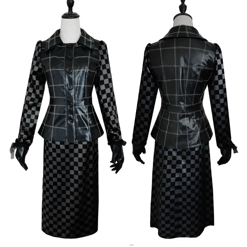 

Cruella Cospaly Costume Adult Women Pu Jacket Skirt Gloves Halloween Carnival Party Role Playing Ladies's Outfits Fancy Clothes
