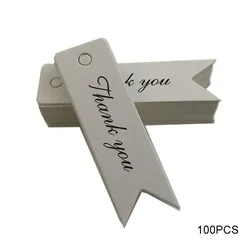 Kraft Paper Thank You Gift Tags - Set of 100, Perfect for Weddings, Parties, and Handmade Presents (Thank you - White)