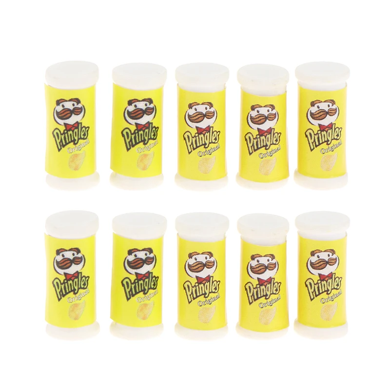10Pcs 1:12 Dollhouse Miniature Food Snacks Simulation Potato Chips Bottle Modle Toy Pretend Play Kitchen Doll House Decoration