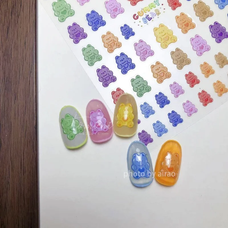 

[Meow.Sensei] Stickers Relief 538 Adhesive Three-Dimensional Nail Stickers Japanese Adhesive Nail Sticker Relief Jelly Bear