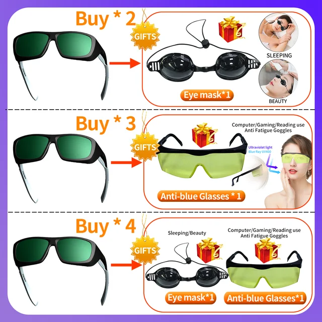 Laser Protective Glasses Laser Hair Removal Goggles Pointer UV IPI IR