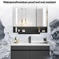 มัลติฟังก์ชั่นห้องน้ํา Vanity โมเดิร์นกระจกตู้แบบบูรณาการอ่างล้างหน้าห้องน้ําตู้อ่างล้างจานเซรามิคเฟอร์นิเจอร์ห้องน้ํา 5