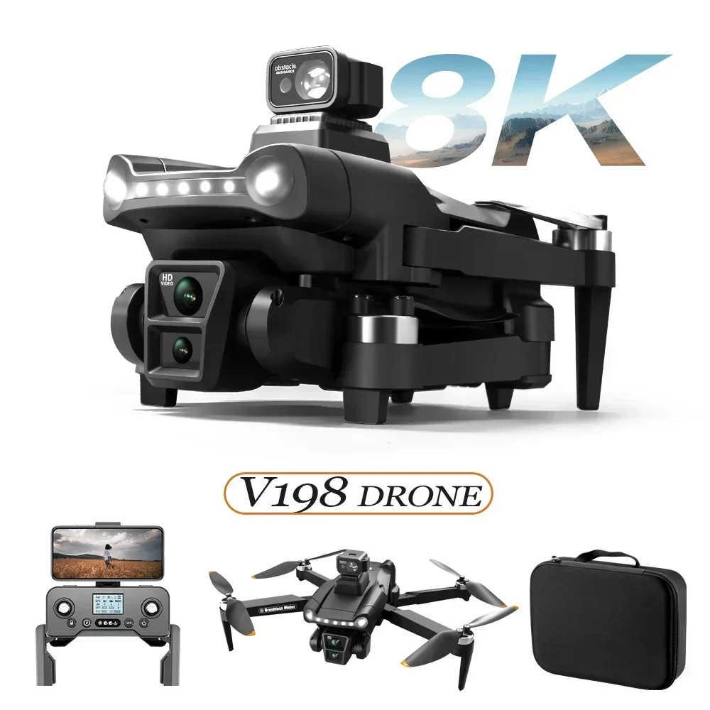 V198GPS Drone ESC 8K Profesional HD Camera Brushless Obstacle Avoidance Aerial Optical Foldable Quadcopter Drone For Xiaomi