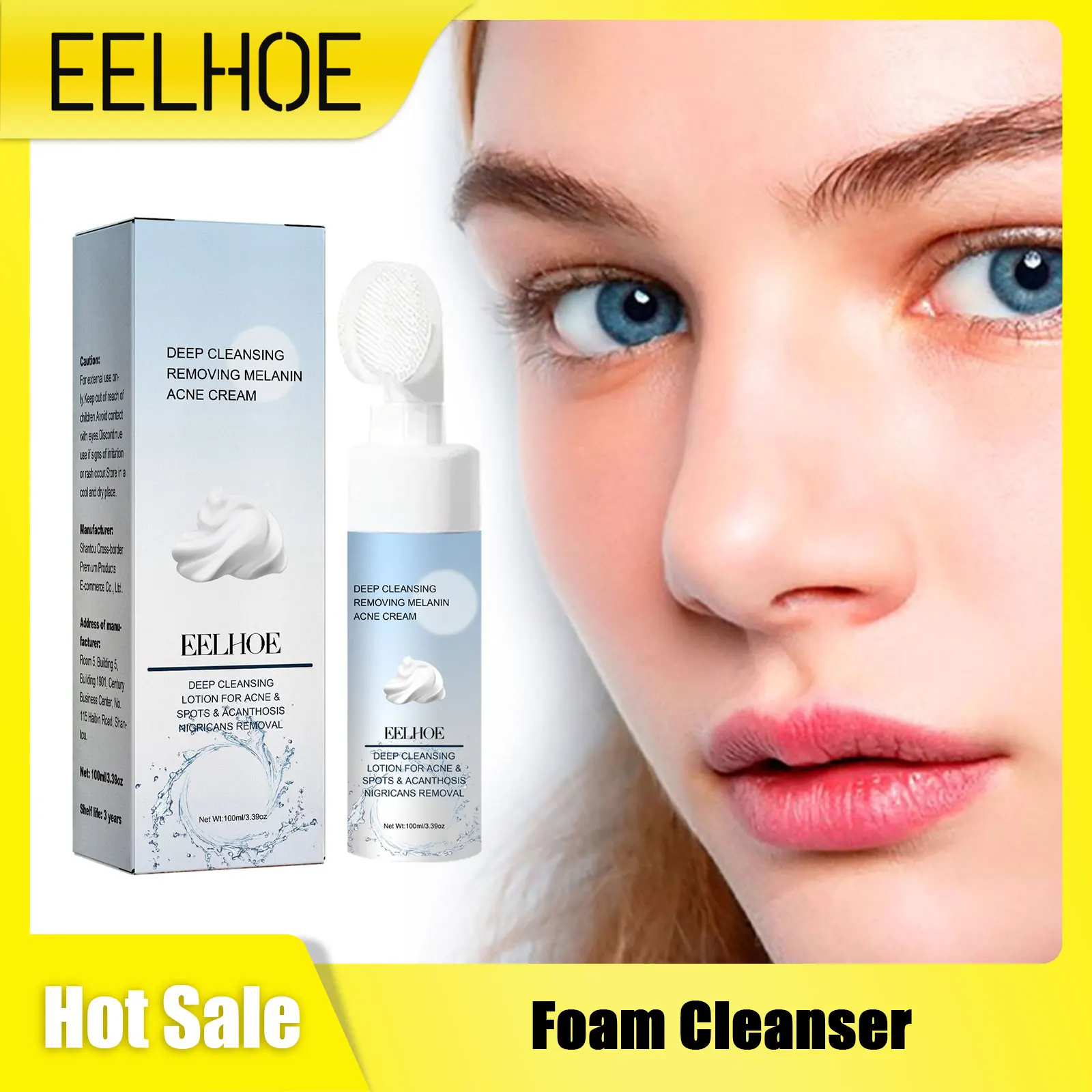 EELHOE Anti Acne Foaming Cream Cleanser Removes Pimples and Blackheads Shrink Pores Oil Control Skincare Deep Cleaning Face Wash kitchen degreaser foaming cleaner kitchen deep cleaning spray foaming heavy duty grease cleaner powerful degreaser cleaner