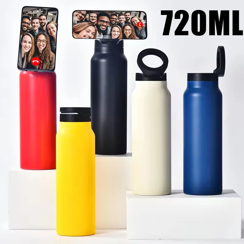 2024 720ml Unique Magnet Water Bottle 304 Stainless Steel Insulated Magsafe Water Bottle with Magnetic Cell Phone Holder