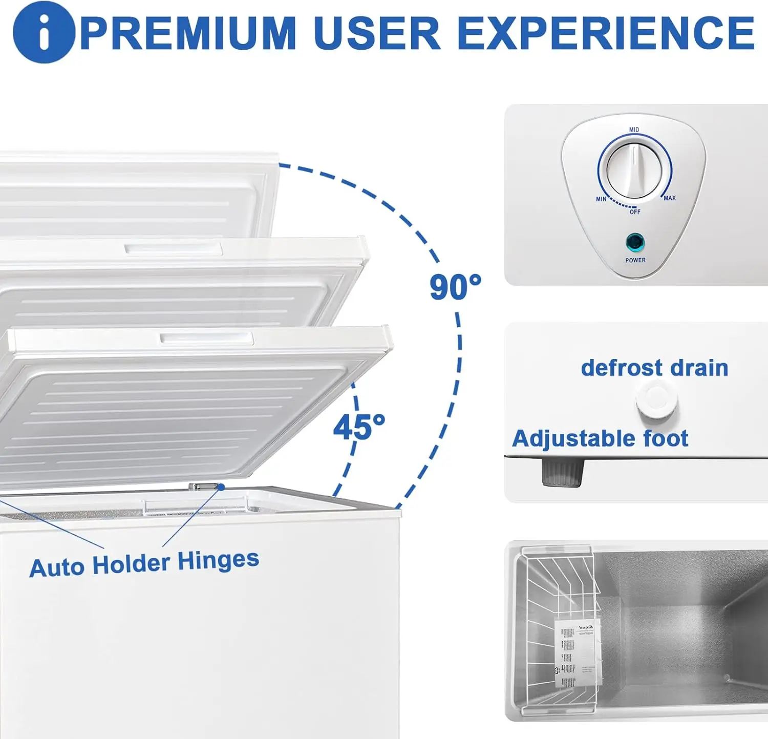 Freezer 5 Cu.Ft. Deep Freezer, Quiet Compact Freezer with Adjustable Thermostat Control and Removable Wire Basket, for Apa 4