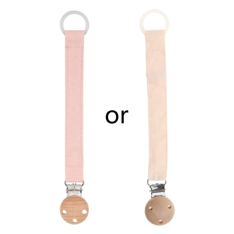 Natural Beech Pacifier Chain Baby Anti-drop Pacifier Clips Cotton Linen