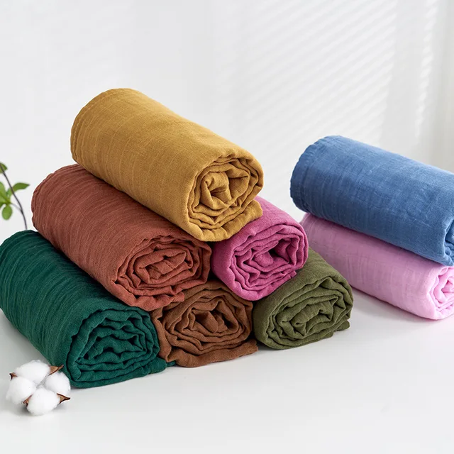 Kangobaby #Old Time# 2pcs Set Solid Color Reusable Soft Breathable Baby Muslin Swaddle Blanket 6