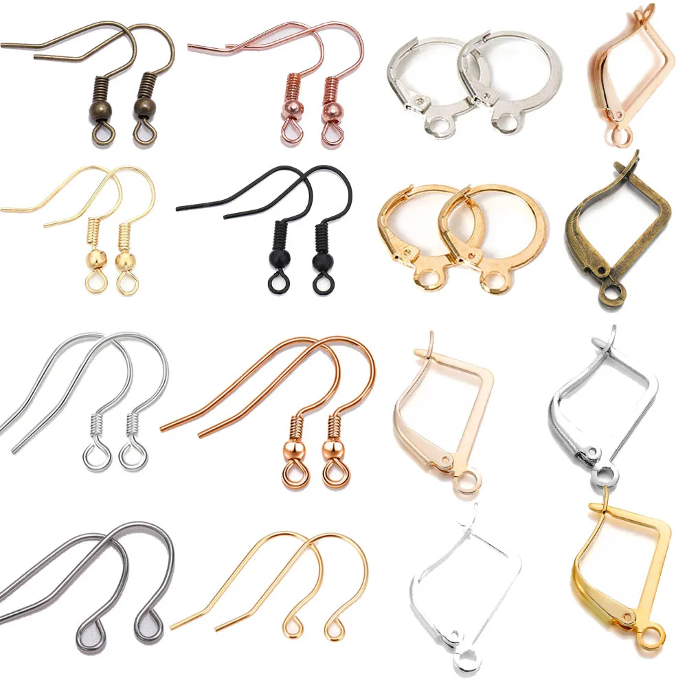 20-100pcs French Earrings Clasps Hooks Fittings DIY Jewelry Making Iron ...