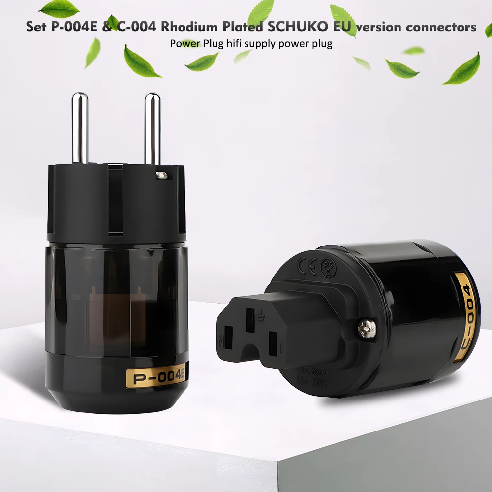 Set P-004E Rhodium Platinum EU version Power Plug & C-004 IEC Connector hifi Electrical connector plug