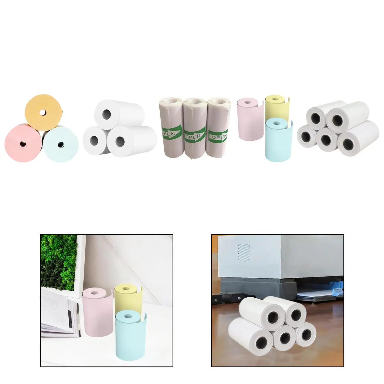 미니 프린터용 프린터 용지, 흠집 방지 휴대용 인쇄 가능 스티커 용지, 영수증, 메모, 이름표, 학생 노트용