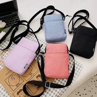 New Fashionable Mini Phone Pouch Square Vertical Tote Bag Simple Shoulder Bag Portable Lightweight Canvas Coin Crossbody Bag - Image 5