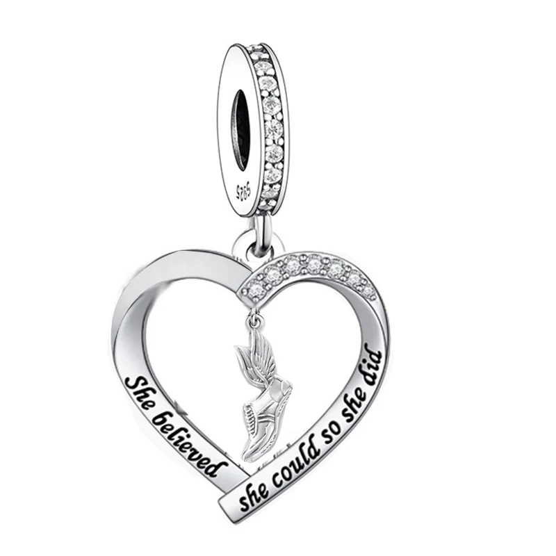 Fit Original Pan Charm Bracelet 925 Silver Love Running Girl Run Running Shoe Sneaker Bead For Making Runner Berloque 4