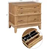 Rustic 3-Drawer Nightstand, Solid Wood End Table Stand Storage Cabinet for Bedroom/Living Room/Office/Home 3