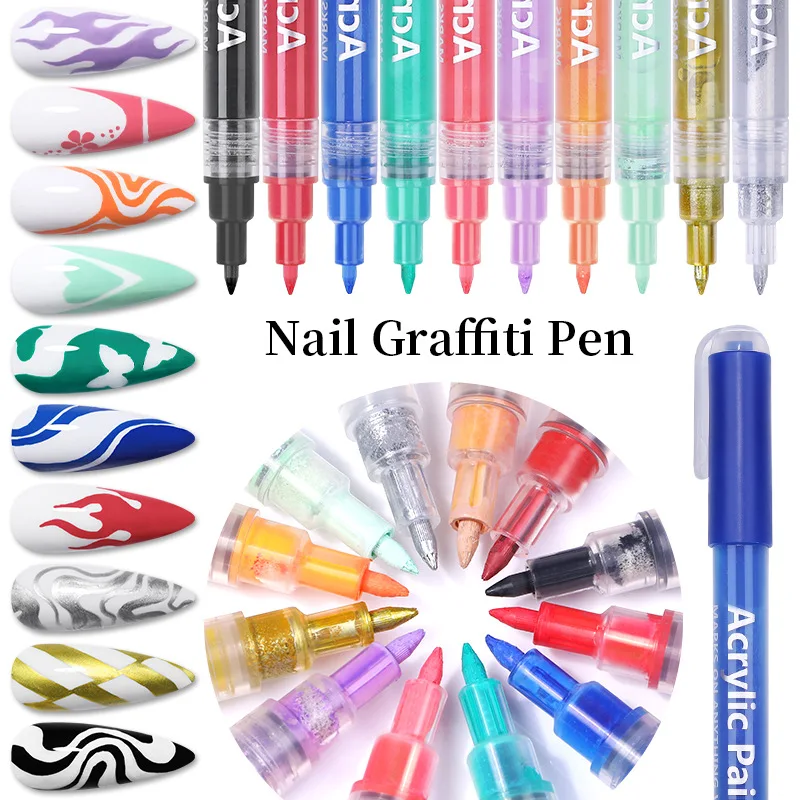 4pcs/set 3ml Nail Art Graffiti Pen Waterproof Drawing Painting Liner