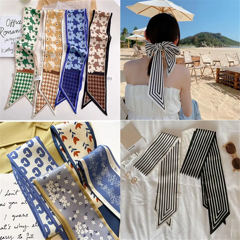 

Elegant Hair Bands Multifunctional Hair Ribbon Silk Scarf Bow Tie Hair Streamer