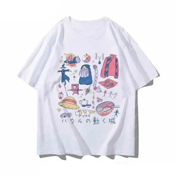 Sleeve T-shirt Women's Clothing Harajuku Aesthetic Hayao Miyazaki Hayabusa Moving Castle Anime Spirited Away 1