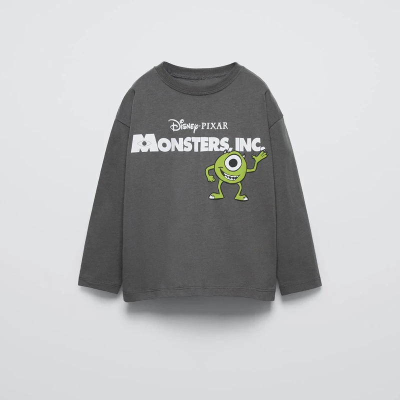 2025 Spring Wear Mickey Tees Boys Cartoon Printed Crewneck Tops Toddler Disney New Design T-shirt Clothes Simple Long Sleeve 6