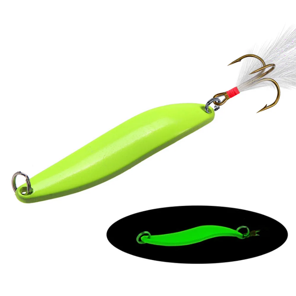 Angellöffelköder mit Feder-Glüh-Jigs Salix Blattform Spinner-Köder Jigbait Kunstköder 5 g 7 g 10 g 13 g Los 2 Stück