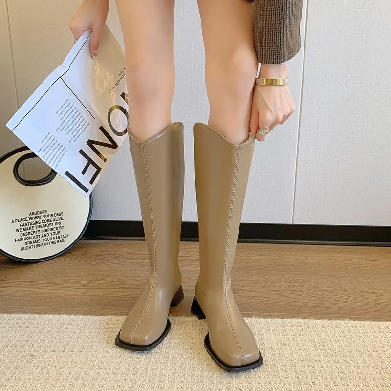

Women's Boots 2022 New Autumn Women Pumps Motorcycle Boots Lady Designer Knee-High Fashion High Heels Zipper Boots Mujer Botas