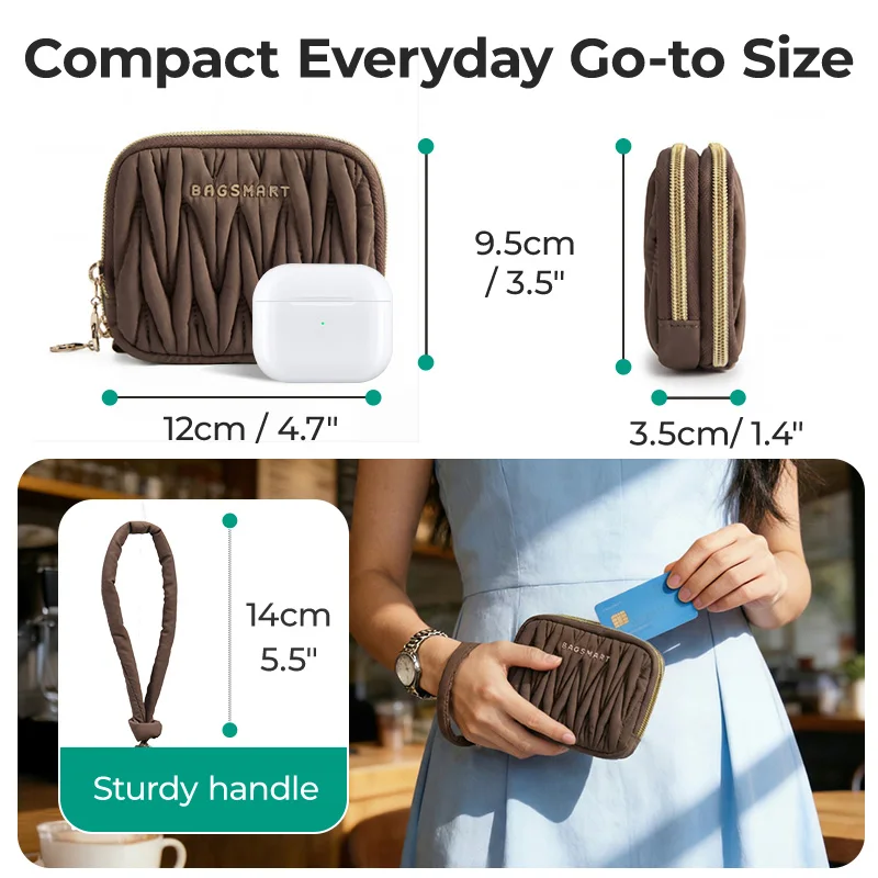 BAGSMART Women's Fashion Zipper Wallet Short Bifold Buckle Coin Purse Multi-slot Card Holder Handbag 6