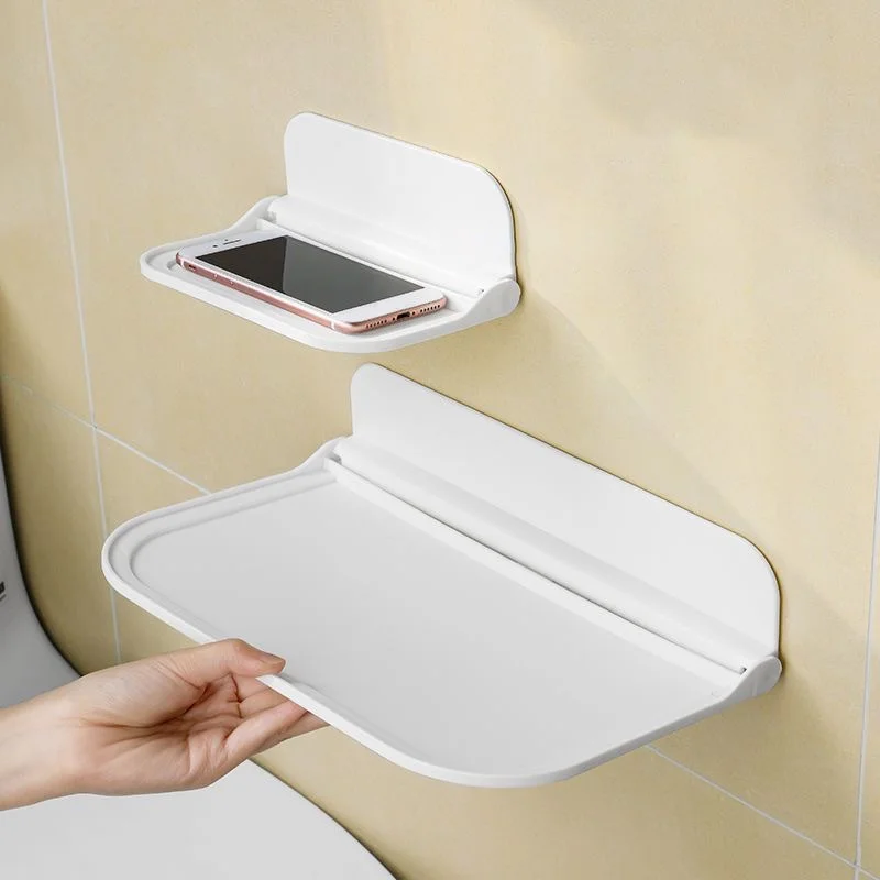 

1pc Foldable Storage Rack, Wall Mounted, Bathroom Storage, Bathroom Storage Rack, Non Perforated Adhesive Plastic Material