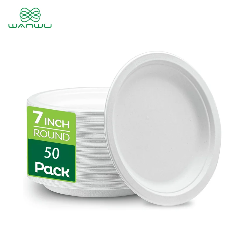 Disposable Paper Plate 50 PCS Heavy-duty, eco-friendly, biodegradable Bagasse Dinner and Lunch Plates