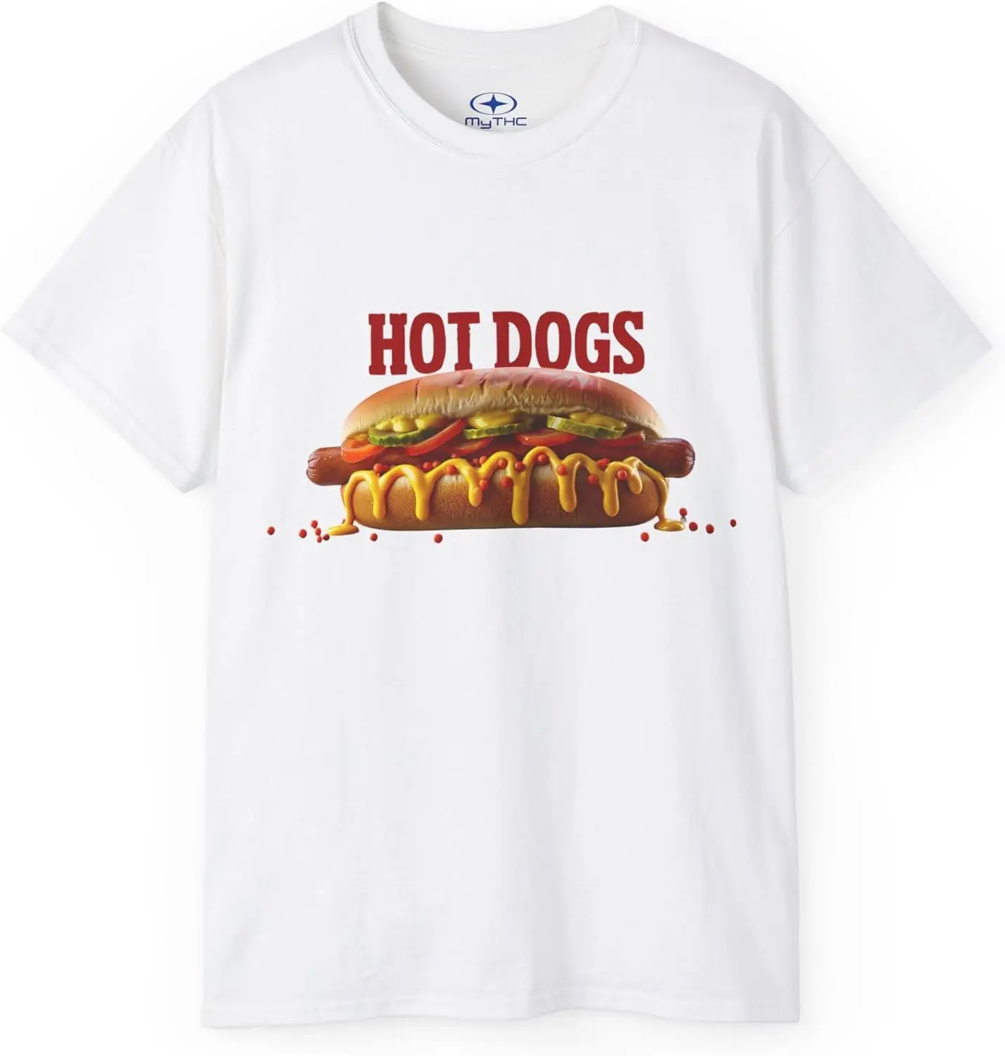 

Funny Hot Dog Graphic Crew neck Short Sleeves Unisex Hot Dog T-Shirt Multi