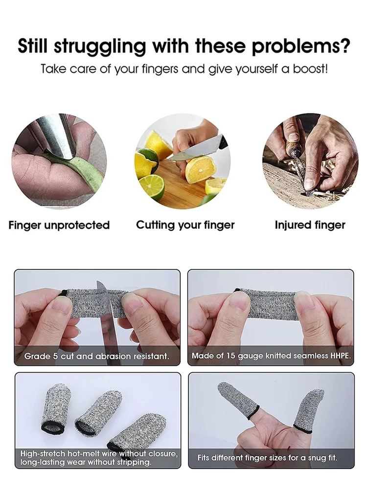 10 Pcs Anti-cut Finger Protector Finger Cover Kitchen Tool Thumb Knife Picker Finger Cover F Protection Cutting Finger Gadgets 5