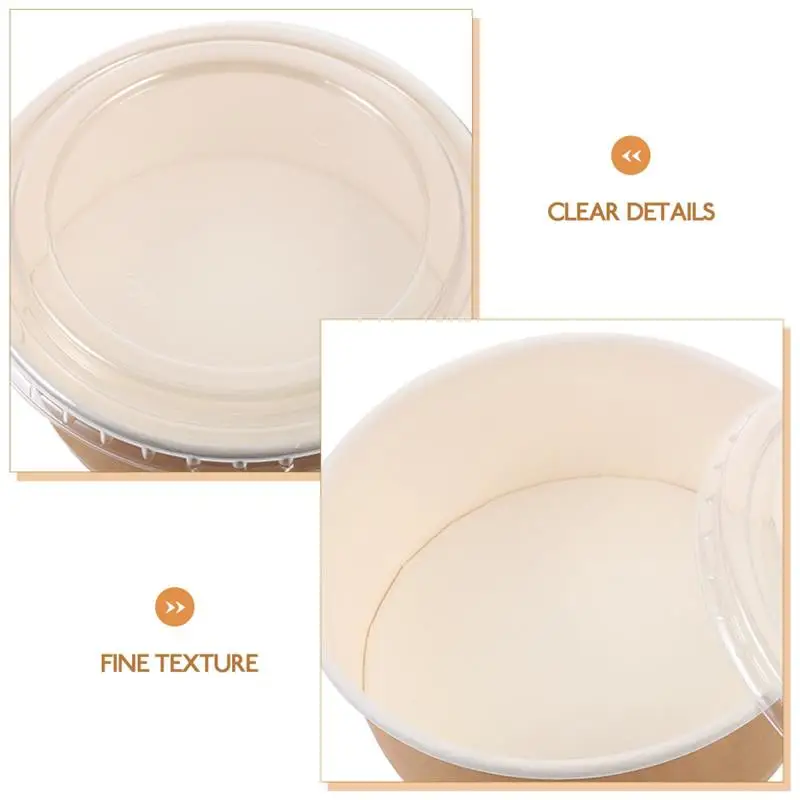 Description Picture 3 of item20pcs Bowls Paper Containers Lids With Soup Disposable Meal Cups Salad Food Kraft Box Cream Ice Snack Storage Candy Round Sundae